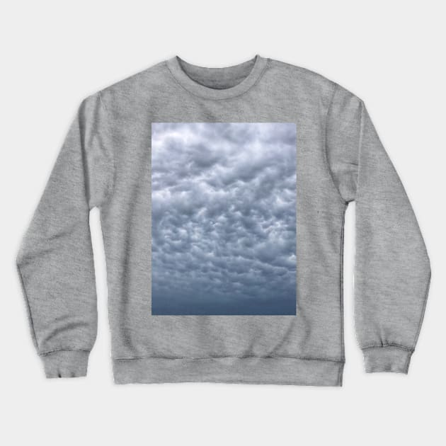 Under cloudy heavenly sky. Blue grey cumulus cloudscape Crewneck Sweatshirt by Khala